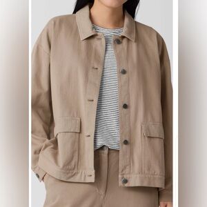 $198 SOLD OUT Eileen Fisher biscuit organic cotton utility workwear jacket XXS